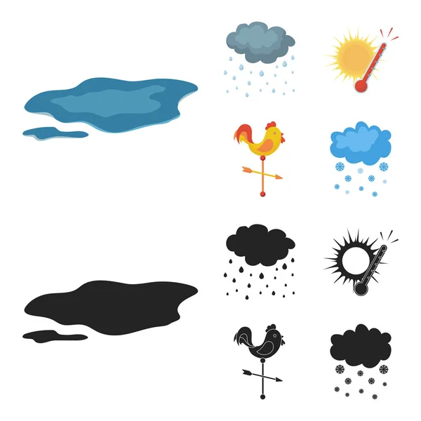 Дождь, снег, жара, флюгер. The weather set collection icons in cartoon, black style vector symbol stock illustration web . — стоковый вектор