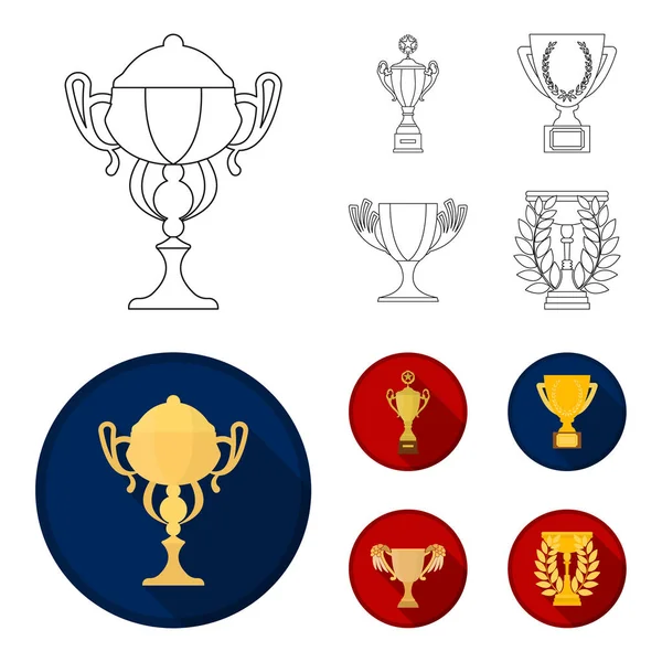 Esquema de Copa de Oro, iconos planos en la colección de conjuntos para el diseño. Ganadores Copa vector símbolo stock web ilustración . — Vector de stock