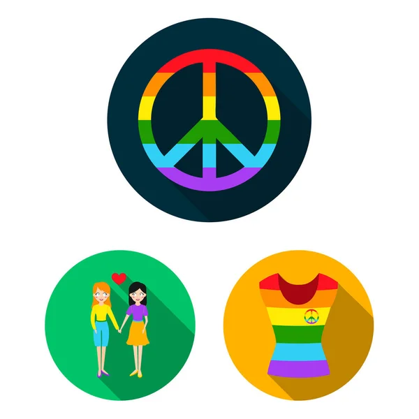 Gay et lesbienne plat icônes dans set collection pour design.Sexual minorité et attributs vectoriel symbole stock web illustration . — Image vectorielle