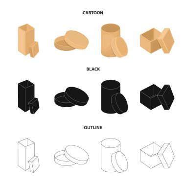 Kutusu, konteyner, paket ve çizgi film, siyah, diğer web simge stil anahat. Case, kabuk, çerçeve, küme koleksiyon simgeler.