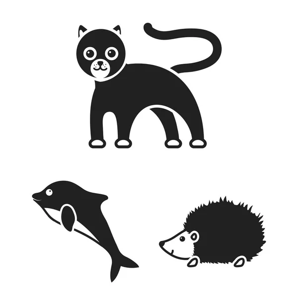 Un animal poco realista iconos negros en la colección de conjuntos para el diseño. Animales de juguete vector símbolo stock web ilustración . — Archivo Imágenes Vectoriales