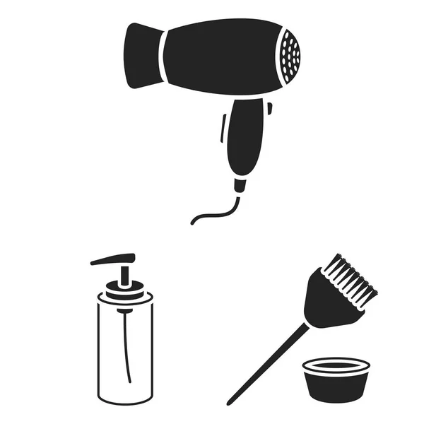 Parrucchiere e strumenti icone nere nella collezione set per il design.Professione parrucchiere vettoriale simbolo stock web illustrazione . — Vettoriale Stock