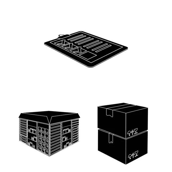 Logística y entrega de iconos negros en la colección de conjuntos para el diseño. Transporte y equipo isométrico vector símbolo stock web ilustración . — Archivo Imágenes Vectoriales