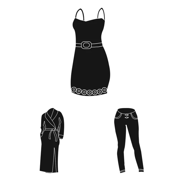 Жінки Одяг чорні ікони в наборі колекції для дизайну. Одяг Різновиди та аксесуари Векторний символ стоковий веб-ілюстрація . — стоковий вектор