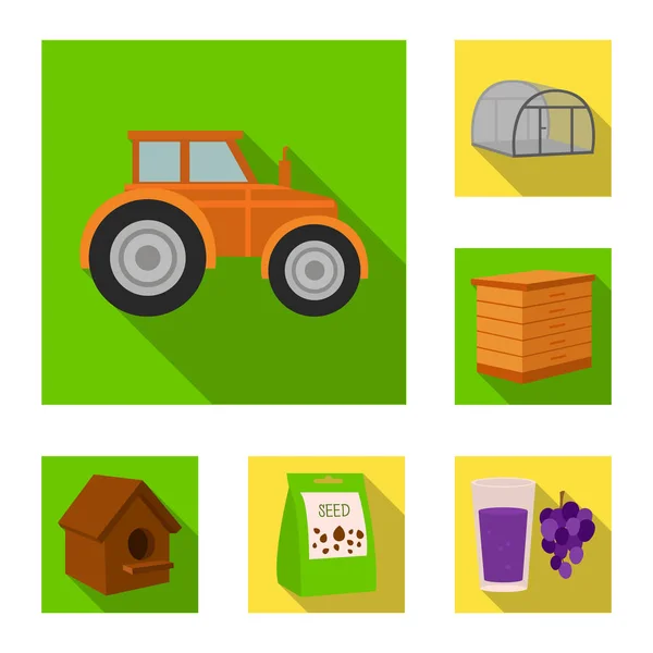 Iconos planos de granja y jardinería en colección de conjuntos para el diseño. Granja y equipo vector símbolo stock web ilustración . — Vector de stock