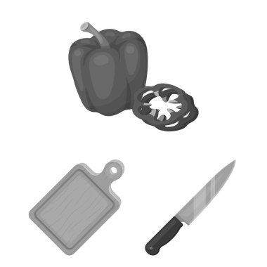 Barbekü ve ekipman tek renkli simgeler set koleksiyonu tasarım için. Piknik ve kızartmaları sembol stok web illüstrasyon vektör.