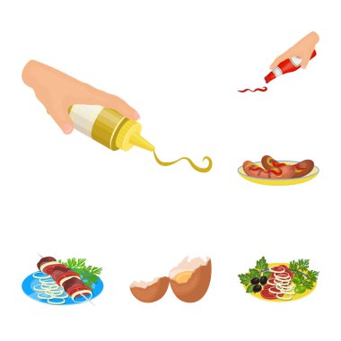Set koleksiyonu tasarım için Pişirme Gıda karikatür simgeler. Mutfak, cihazlar ve sembol stok web illüstrasyon vektör.