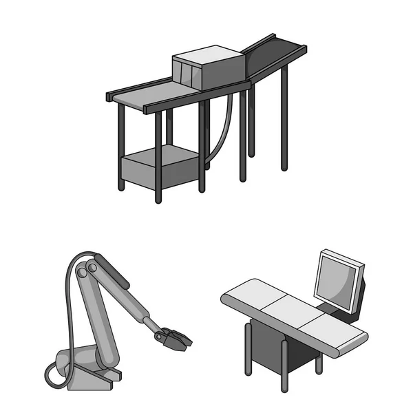 Attrezzature e icone monocromatiche nella collezione di set per il design. progresso tecnico del simbolo vettoriale di fabbrica stock web illustrazione . — Vettoriale Stock