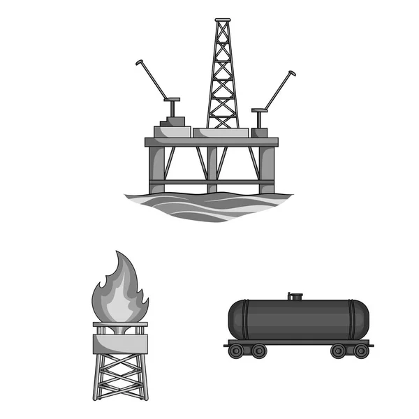 Ölindustrie monochrome Symbole in Set-Kollektion für Design. Ausrüstung und Ölproduktion Vektor Symbol Stock Web Illustration. — Stockvektor