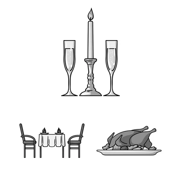 Restaurant et bar icônes monochromes dans la collection ensemble pour le design. Symbole vectoriel plaisir, alimentation et alcool illustration web stock . — Image vectorielle