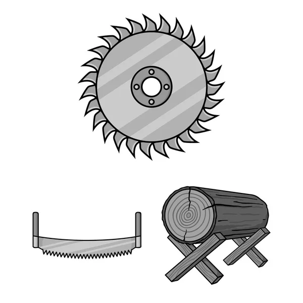 Tartak i drewna monochromatyczne ikony w kolekcja zestaw do projektowania. Narzędzia i sprzęt symbol web czas ilustracja wektorowa. — Wektor stockowy