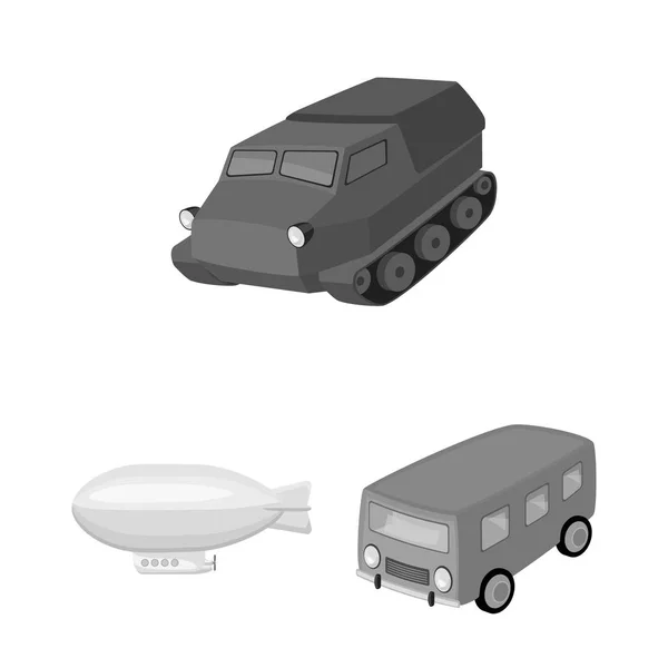 Diversi tipi di trasporto icone monocromatiche nella collezione set per il design. Auto e nave vettoriale simbolo stock web illustrazione . — Vettoriale Stock