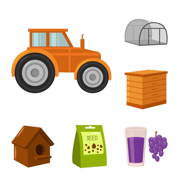 Bauernhof und Garten Cartoon-Ikonen in Set-Kollektion für Design. Landwirtschafts- und Gerätevektor Symbol stock web illustration. — Stockvektor