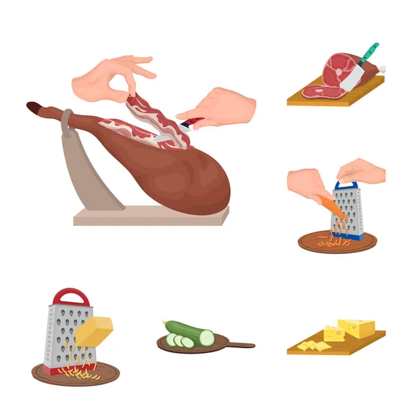 Gotowanie jedzenie kreskówka ikony w kolekcja zestaw do projektowania. Kuchnia, sprzęt i narzędzia symbol web czas ilustracja wektorowa. — Wektor stockowy