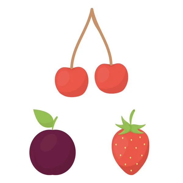 Diferentes frutas iconos de dibujos animados en la colección de conjuntos para el diseño. Frutas y vitaminas vector símbolo stock web ilustración . — Vector de stock