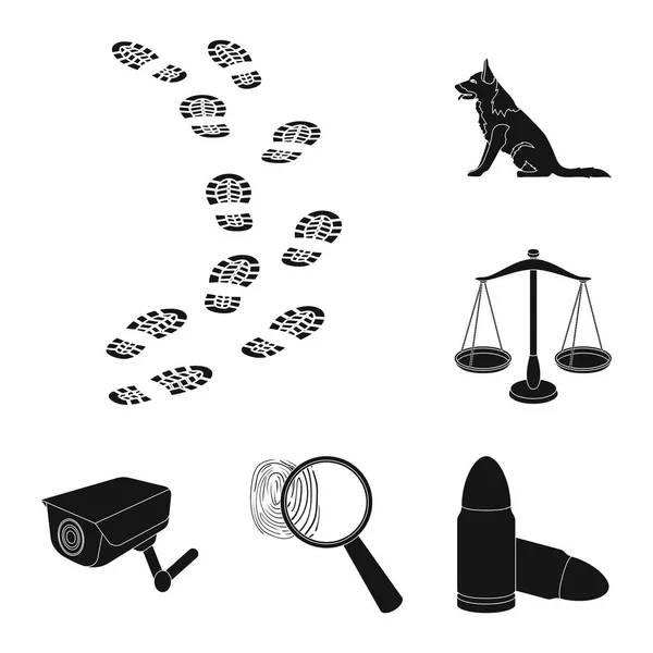 Prisão e os ícones criminalblack na coleção de conjuntos para design.Prison e Atributos símbolo vetorial ilustração web stock . — Vetor de Stock