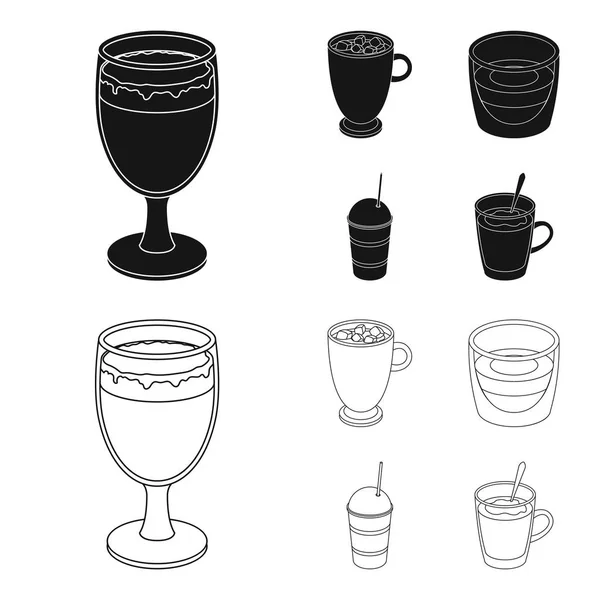 Ristretto, chocolate caliente, latte take-away. Diferentes tipos de iconos de colección de set de café en negro, contorno estilo vector símbolo stock ilustración web . — Vector de stock