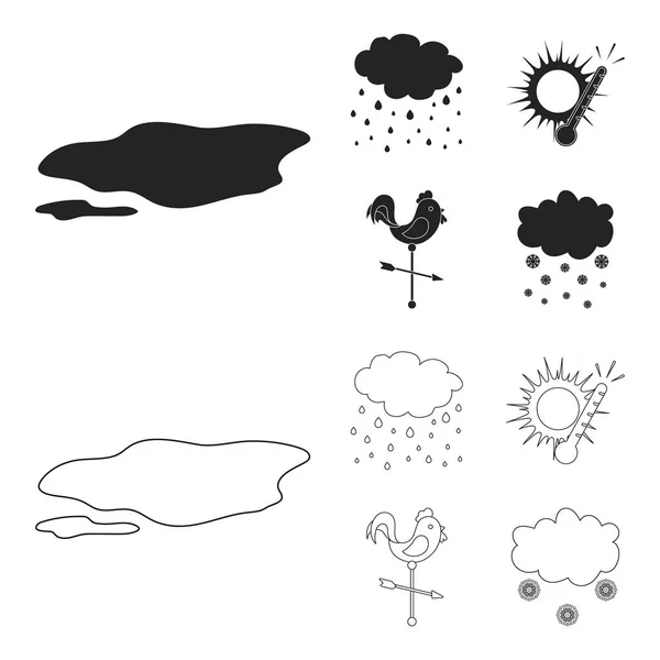 Дождь, снег, жара, флюгер. The weather set collection icons in black, outline style vector symbol stock illustration web . — стоковый вектор