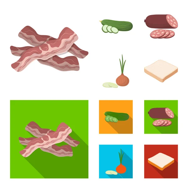 Burger et ingrédients dessin animé, des icônes plates dans la collection de set pour le design. Burger cuisson vecteur symbole stock web illustration . — Image vectorielle