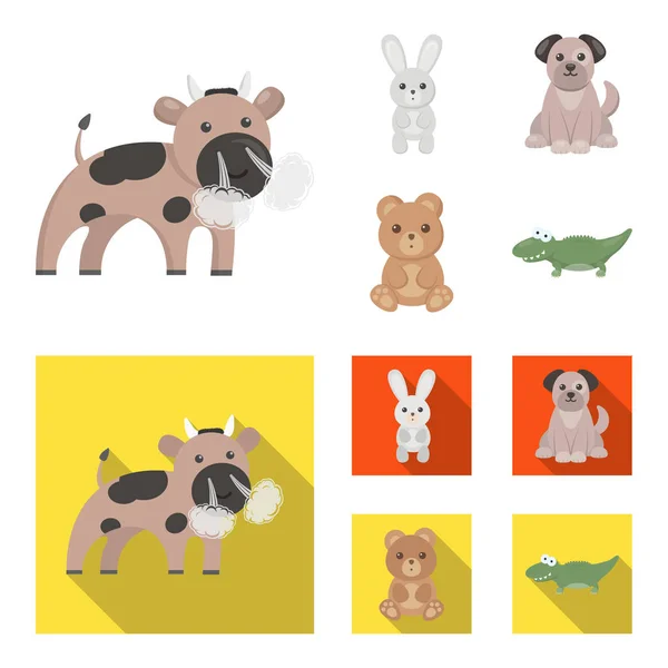 Un cartone animato irrealistico, icone di animali piatti in collezione set per il design. Giocattolo animali vettore simbolo stock web illustrazione . — Vettoriale Stock