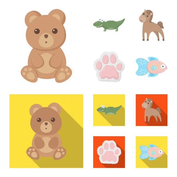 An unrealistic cartoon,flat animal icons in set collection for design. Toy animals vector symbol stock web illustration. — Stock Vector