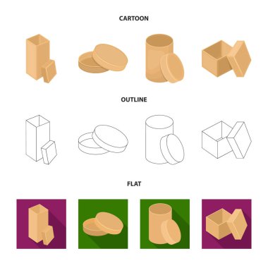 Kutusu, konteyner, paket ve diğer web simgesi karikatür, anahat, stil düz. Case, kabuk, çerçeve, küme koleksiyon simgeler.