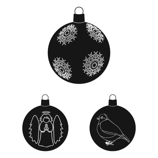 Bollar för dekoration svart ikoner i set insamling för design. Christmas bollar vektor symbol lager web illustration. — Stock vektor