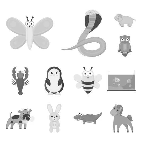 Un animal irréaliste icônes monochromes dans la collection ensemble pour le design. Jouet animaux vecteur symbole stock web illustration . — Image vectorielle