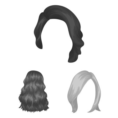 Set koleksiyonu tasarım için kadın saç modeli tek renkli simgeler. Şık saç kesimi vektör simge stok web çizimi.