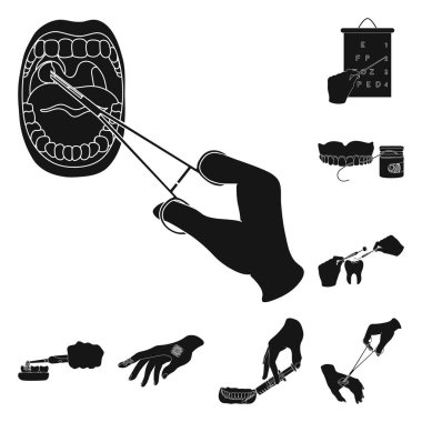 Manipülasyon ellerinizle siyah set koleksiyonu tasarım için simgeler. El hareketi tıp vektör simge stok web çizimde.