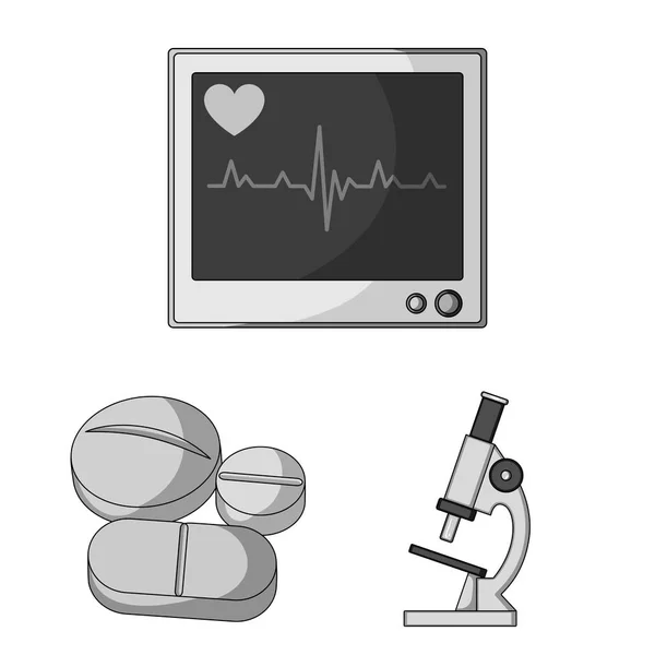 Medicina e trattamento icone monocromatiche nella collezione set per il design. Illustrazione web stock simbolo vettoriale di medicina e attrezzature . — Vettoriale Stock
