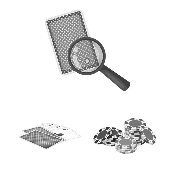 Casino and equipment monochrome icons in set collection for design. Gambling and money vector symbol stock web illustration. — Stock Vector