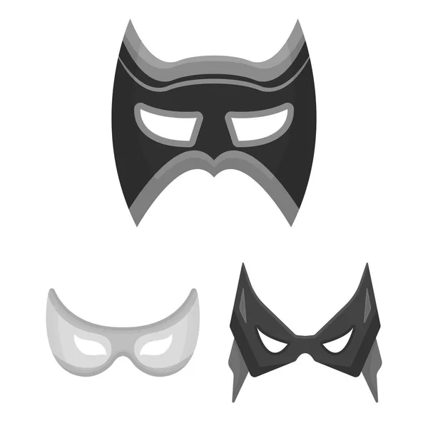 Carnival mask monochrome icons in set collection for design.Mask on the eyes and face vector symbol stock web illustration. — Stock Vector
