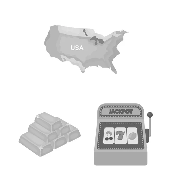 Ícones monocromáticos do país dos EUA na coleção de conjuntos para design.Travel e atrações símbolo vetorial ilustração da web . —  Vetores de Stock