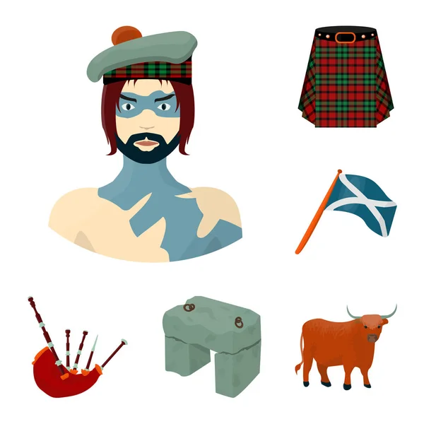 País Escocia iconos de dibujos animados en la colección de conjuntos para el diseño. Turismo, cultura y tradición vector símbolo stock web ilustración . — Vector de stock