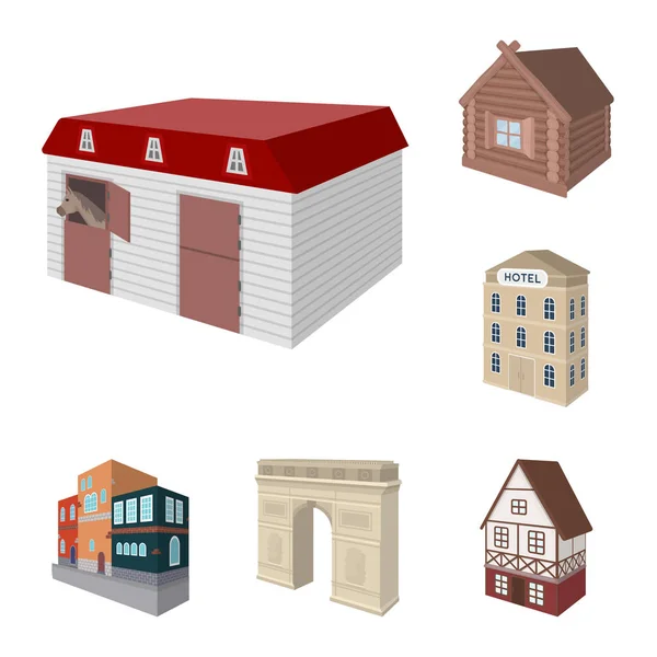 Ícones de desenho animado de construção e arquitetura em coleção de conjuntos para design. A construção e habitação vetor isométrico símbolo estoque web ilustração . —  Vetores de Stock