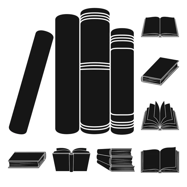 Buch gebundene schwarze Icons in Set-Kollektion für Design. gedruckte Produkte Vektor Symbol Stock Web Illustration. — Stockvektor