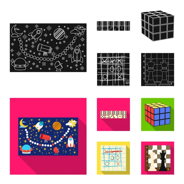 Társasjáték fekete, lapos ikonok beállítása gyűjtemény design. Játék és szórakoztató vektor szimbólum állomány honlap illusztráció. — Stock Vector