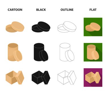 Kutusu, konteyner, paket ve çizgi film, siyah, anahat, diğer web simge stil düz. Case, kabuk, çerçeve, küme koleksiyon simgeler.