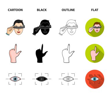 Sanal, gerçeklik, kask, bilgisayar, teknoloji. Sanal gerçeklik koleksiyonu Icons set çizgi film, siyah, anahat, düz stil vektör simge stok çizim web.