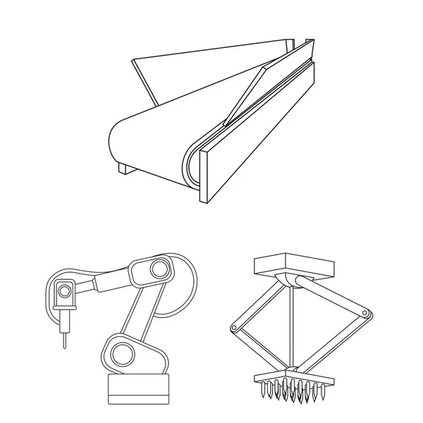 Icone del profilo dell'attrezzatura e della macchina nella collezione di set per la progettazione.Progresso tecnico del simbolo vettoriale di fabbrica illustrazione web stock . — Vettoriale Stock