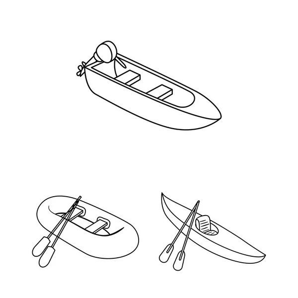 El agua y el transporte marítimo esbozan iconos en la colección de conjuntos para el diseño. Una variedad de barcos y barcos vector símbolo stock web ilustración . — Vector de stock