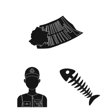 Çöp ve atık set koleksiyonu tasarım için simgeler siyah. Temizlik çöp vektör simge stok web çizimi.