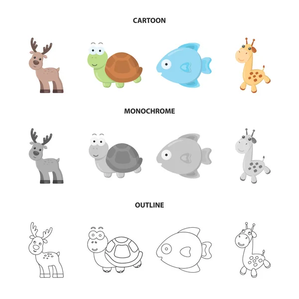 Une bande dessinée irréaliste, contour, monochrome animaux icônes dans la collection ensemble pour le design. Jouet animaux vecteur symbole stock web illustration . — Image vectorielle