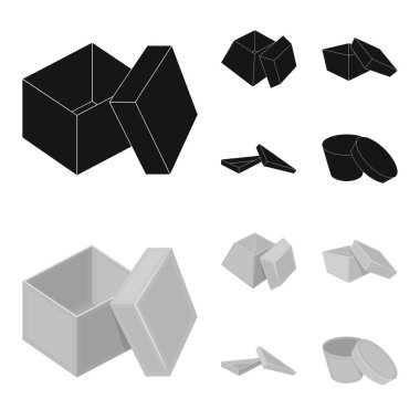 Dava, kabuk, çerçeve ve diğer web simge siyah, tek renkli tarzı. Kutusu, konteyner, paket, küme koleksiyon simgeler.