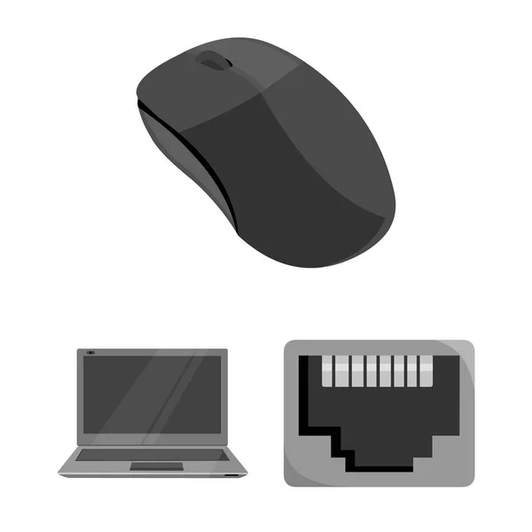 Komputer osobisty monochromatyczne ikony w kolekcja zestaw do projektowania. Sprzęt i akcesoria symbol web czas ilustracja wektorowa. — Wektor stockowy