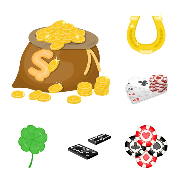 Casino y equipos de dibujos animados iconos en la colección de conjuntos para el diseño. Juegos de azar y dinero vector símbolo stock web ilustración . — Archivo Imágenes Vectoriales