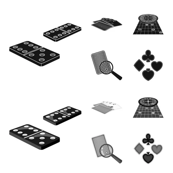 Aufregung, Casino, Spiel und andere Web-Symbole in schwarz, Lupe im Monochrom-Stil, Betrug, Unterhaltung, Symbole in Set-Kollektion. — Stockvektor