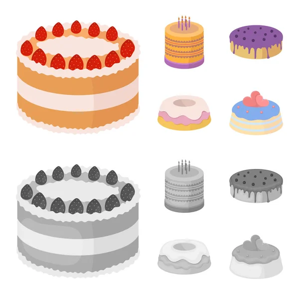 Sweetness, dessert, cream, treacle .Cakes country set collection icons in cartoon, monochrome style vector symbol stock illustration web . — стоковый вектор