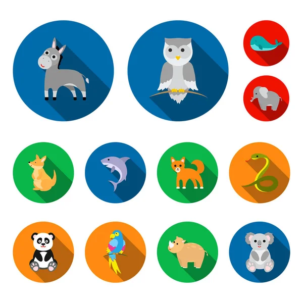 En orealistisk djur platt ikoner i set samling för design. Leksaksdjur vektor symbol lager web illustration. — Stock vektor